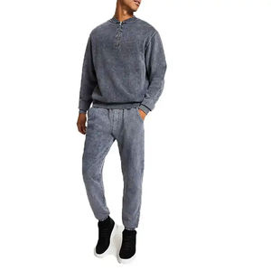 Sweat à capuche et pantalons de survêtement vintage Jogging deux pièces Dtg sérigraphie survêtement évasé délavé à l'acide survêtements pour hommes - Product Image 5