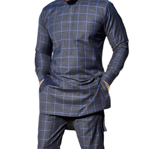 Haute qualité hommes ensemble africain 2 pièces décontracté à manches longues chemise hauts pantalon costume Dashiki vêtements traditionnels - Product Image 4