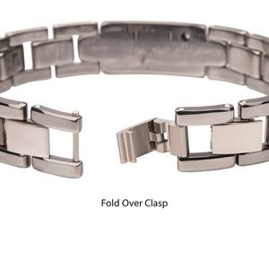 Genuine Lab-Grown Diamond on <b>Tungsten</b> Carbide Sizeable Link Hammered ID Bracelet - Product Image 2