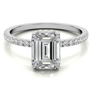Anillo de Compromiso SHREYA DIAM con Moissanita de Corte Radiante, Plata 925 con Baño de Rodio, Engaste Invisible, Banda Pavé, Estilo Minimalista para Mujer - Product Image 4