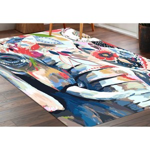 Tapis éléphant coloré : Décoration d'intérieur bohème, tapis imprimé, tapis à poils doux - Product Image 3