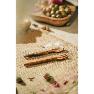 Juego de Cubiertos de madera en stock listo, su logotipo impreso, cubiertos de madera, juego de tenedor y cuchara para suministros de utensilios de cocina, juego de cubiertos reutilizables - Product Image 2