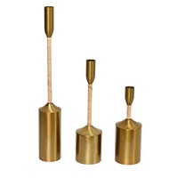 Candeldo Lustre conique doré en métal, grand modèle, ensemble de centre de table avec 3 bougeoirs pour activités religieuses et Noël