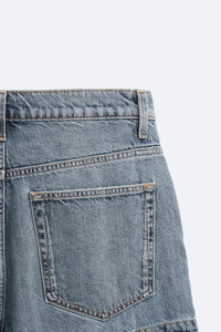 Denim Manufacturers Custom <b>Vintage</b> Wash Distressed Rhinestone Baggy Denim <b>Shorts</b> Jorts for <b>Men</b> - Product Image 6