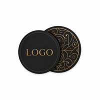 Sous-verre rond en cuir PU personnalisé avec logo, 3 mm, résistant à la chaleur, imperméable, pour café, thé, hôtel, bar, décoration de table