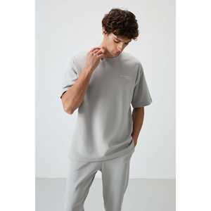 Ensemble de survêtement décontracté respirant pour homme, en coton épais et doux texturé, coupe oversize avec broderie - 85252 - Product Image 3