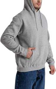 Sweat à capuche surdimensionné à manches longues pour hommes 100% coton confortable pull avec motif brodé et poches pour l'hiver - Product Image 3