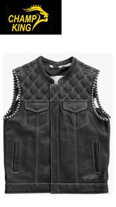 Chaleco de Cuero Genuino Negro Hecho a Mano, Estilo Vaquero Informal de Invierno, Calidad Premium, Estilo Occidental Champ King - Product Image 5