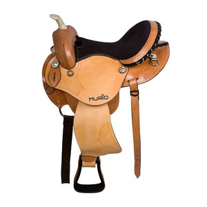 Selle anglaise western en cuir véritable de haute qualité, arbre en bois, jupe naturelle, mule confortable, durable, cuir naturel souple - Product Image 1