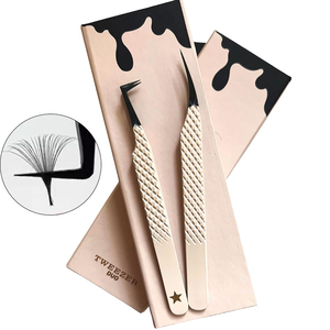 Pinces à cils professionnelles de précision à pointe en fibre, logo personnalisé, acier inoxydable, pinces à cils fines droites, volume, 45 90 degrés - Product Image 6