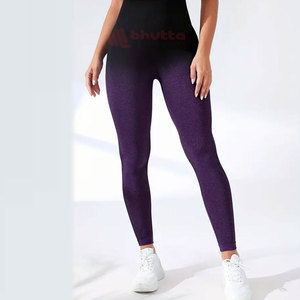 Leggings de yoga et de fitness pour femmes, taille haute, personnalisés, de haute qualité, unis, sans coutures, séchage rapide, respirants, pour la course, avec cordon de serrage - Product Image 1