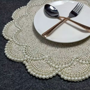 Handmade Embroidery Luxury Eco-Friendly Christmas Satin Tablemat Beaded <b>Placemat</b> <b>for</b> Dining <b>Table</b> Decoration <b>for</b> Home Wedding - Product Image 1