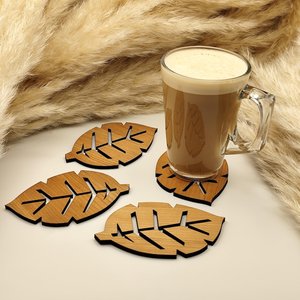Dessous de verre en résine et en bois de conception minimale, époxy durable avec base en bois massif, finition brillante, sous-verres en pierre - Product Image 1