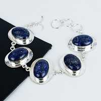 Bracelets en argent sterling 925 avec pierres précieuses lapis-lazuli fabriquées à la main en Inde, style vintage bohème et hippie, cadeau de Noël pour unisexe