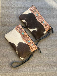 Cartera de mano de cuero con tallado a mano, cartera de mano de cuero genuino, Cartera de cuero occidental, carteras con estilo único para mujer - Product Image 3