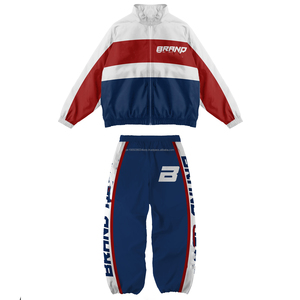 Wholesale 100% Cotton Printed Solid Jogging Tracksuit Men's <b>Zip</b>-<b>Up</b> <b>Jacket</b> Nylon Windbreaker Custom Logo Streetwear Plus Size - Product Image 1