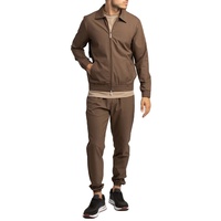 Conjunto de Traje Deportivo Premium con Logotipo Personalizado, Chaqueta y Pantalón de Poliéster/Algodón Elástico en Cuatro Direcciones, Estampado de Camuflaje/Leopardo, Cierre de Cremallera, Corte Regular