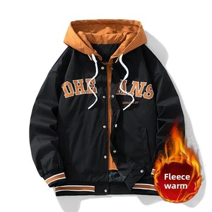 แจ็กเก็ตหนังปักลายสำหรับผู้ชายเสื้อแจ็กเก็ตเลตเทอร์แมนแขนยาวมีโลโก้ตามสั่ง - Product Image 2