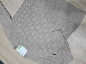 Vente en gros pull d'hiver à manches longues, col rond, chemise à tricoter en coton au point de câble Heattech pull épaissi - Product Image 3
