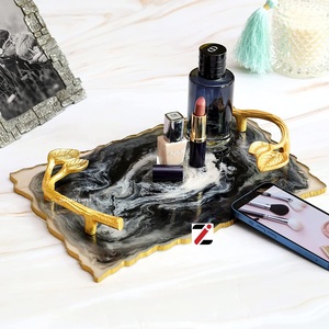 Asas de Metal dorado elegantes modernas bandeja de resina de nube negra artesanía geométrica mesa de centro de oficina en casa decorativa multiusos - Product Image 2