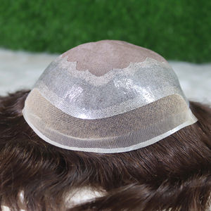 Modelo de encaje frontal, extensión de cabello para hombres de primera calidad, parche de cabello Remy indio, cabello humano de alta calidad, atado a mano - Product Image 1