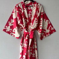 Belle main bloc imprimé coton Kimono Robe hiver Peignoir et Robe de douche ODM approvisionnement