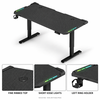 Bureau de jeu électrique à hauteur réglable à moteur unique avec plateau en panneau E0 de 18 mm et trois préréglages de mémoire