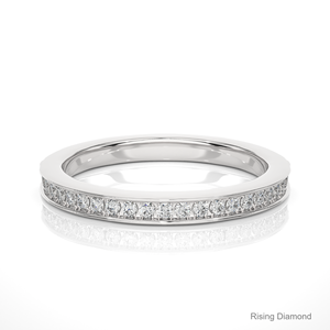 0,2 CTW corte redondo laboratorio cultivado diamante media eternidad conjunto CVD boda banda aniversario regalo anillo oro blanco IGI certificado minimalista - Product Image 1