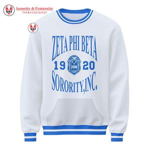 Sudadera Azul con Cuello Redondo y Bordado de la Hermandad Zeta Phi Beta, Estilo Griego, para Mujer, 1920 - Product Image 3