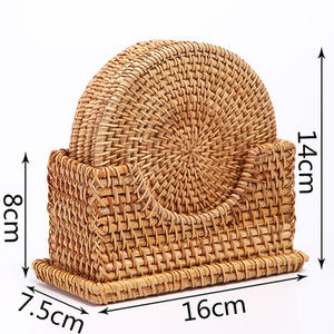Vietnamese Hot Sale Round Handmade Rattan coaster Pad Bowl <b>Mat</b> Teapot Pad Tea Holder Tea Set Spare Parts - Product Image 4