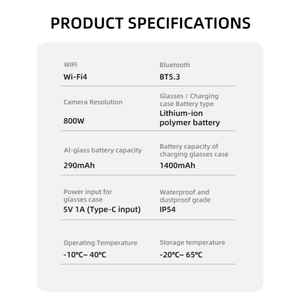 Lunettes Intelligentes M02Pro Max 13MP Traduction IA Vidéo 1080P Étanche IPX-5 Étui de Charge Inclus - Product Image 6