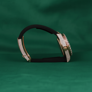 Montre automatique PJ Luxury Moissanite Iced en or rose, acier inoxydable, bracelet en caoutchouc, saphir, étanche, mécanique - Product Image 5