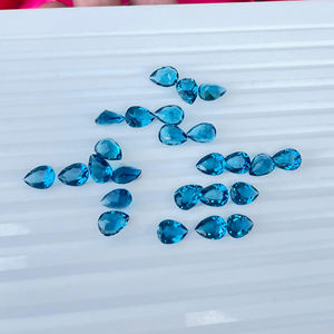 Piedra preciosa suelta calibrada facetada de 5x8mm de cuarzo azul London en forma de pera para la fabricación de joyas - Product Image 3