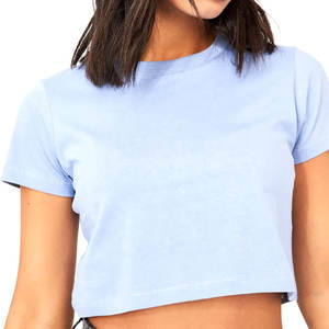 Verano mujer ecológico transpirable secado rápido Crop Top venta al por mayor camiseta poliéster algodón Club Fit Sexy traje - Product Image 1