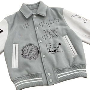 OEM Custom Woolen Varsity Baseball Jacket for Men High Street Style <b>Stand</b> Collar Front Logo Winter Season Jacket For Men - Product Image 5