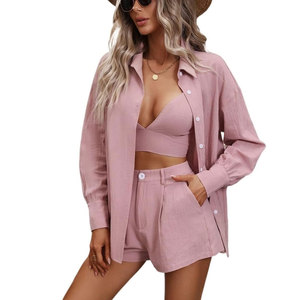 Hot Selling Price Women Summer Sets With Shorts Cotton Custom Made Logo Summer Shorts Sets For Women - Product Image 1