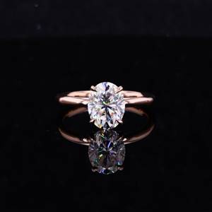 Elegant Oval Cut Moissanite <b>Solitaire</b> Promise <b>Ring</b> for Women Rose Gold Plated Sterling <b>Silver</b> Engagement <b>Ring</b> GRA Certificate - Product Image 1