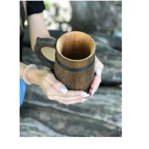 Unique Design Top Standard Product Luxury Premium Quality Natural Wooden Mug With Handle Hot Sales Beer Mug Creative Tea Cup