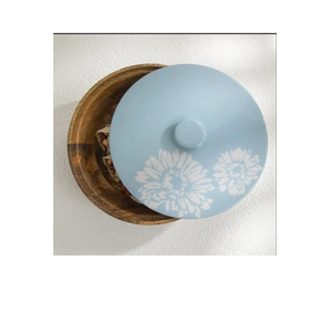 Casserole en bois avec couvercle imprimé Sky Bule Casserole en bois d'acacia au design antique Fournisseur en gros - Product Image 1