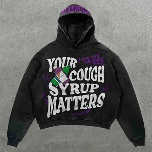 เสื้อมีฮู้ดผู้ชายผ้าคอตตอนผสมฟอกสีกรดเฮฟวี่เวททุกรุ่นดีไซน์พิมพ์ลายดิจิตอลย้อมเรียบ - Product Image 2