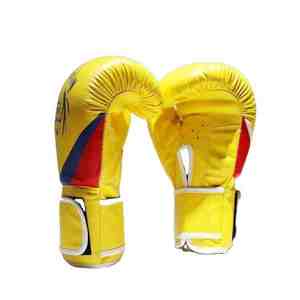 Gants de boxe MMA en cuir de vachette et polyester respirant de haute qualité, impression jaune personnalisée, best-seller, entraînement en plein air - Product Image 6