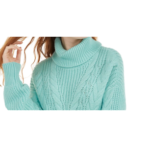 Maglione a Collo Alto Verde in Maglia Intrecciata Crave Fame Junior, Taglia Small, Casual Premium, Traspirante, Autunno Inverno, con Applicazioni Frontali - Product Image 2