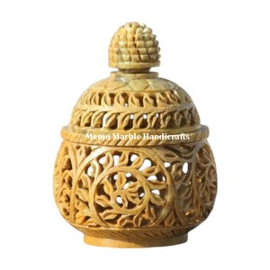 Recién llegado pieza hecha a mano Premium lujosa esteatita tallada Handi con forma redonda para decoración del hogar y Hotel artículo de regalo - Product Image 1