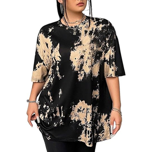 เสื้อยืดผู้หญิงลายมัดย้อมคุณภาพสูง แห้งเร็ว ทรงหลวมไหล่ตก - Product Image 3