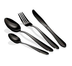 Juego de Cubiertos de Acero Inoxidable Plateado Mate, Negro, Oro Rosa, Juego de Cubiertos al por Mayor, 4 Piezas, 20 Piezas para Bodas y Restaurantes - Product Image 1