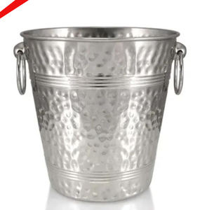 Enfriador de vino de metal de diseño martillado con acabado plateado de alta calidad para restaurante - Product Image 2