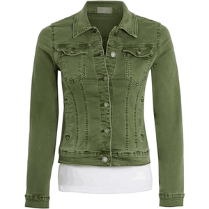 OEM Wholesale High Quality Cropped Women's Denim Jacket Casual Custom Jeans Cotton Autumn Plain Dyed Fabric Women's Jackets - Product Image 6