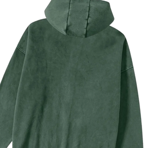 Sudadera con capucha con cremallera verde lavada con ácido, ropa de calle de gran tamaño, chaqueta con capucha y cremallera de algodón pesado Unisex, Top informal Vintage holgado - Product Image 5