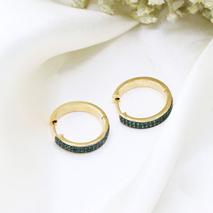 Memoria Jewels Hermosos Pendientes de Aro con Circonita Cúbica Verde, Plata de Ley 925, Chapados en Oro, Certificados por IGI, Joyería Hecha a Mano - Product Image 3