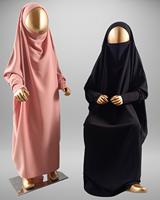 Robe Jilbab Abaya pour femmes et enfants musulmans, en laine pêche, longueur ras du sol, écologique, respirante, lavable, modeste, simple, pour soirée/formelle